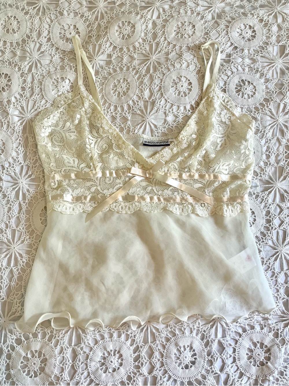 Y2k vintage babydoll sheer lace tank top - Picture 1 of 9